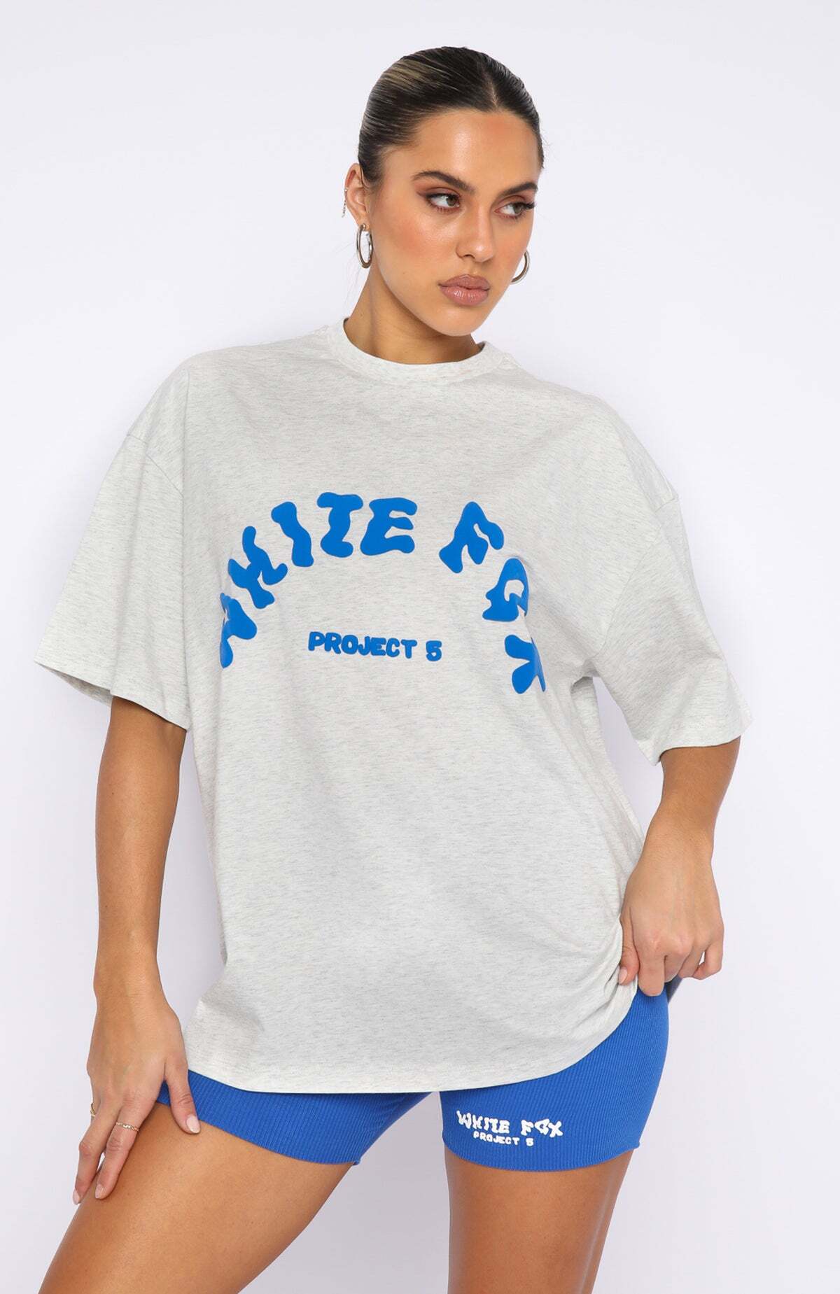 Project 5 Oversized Tee Gravity Grey - WHITE FOX