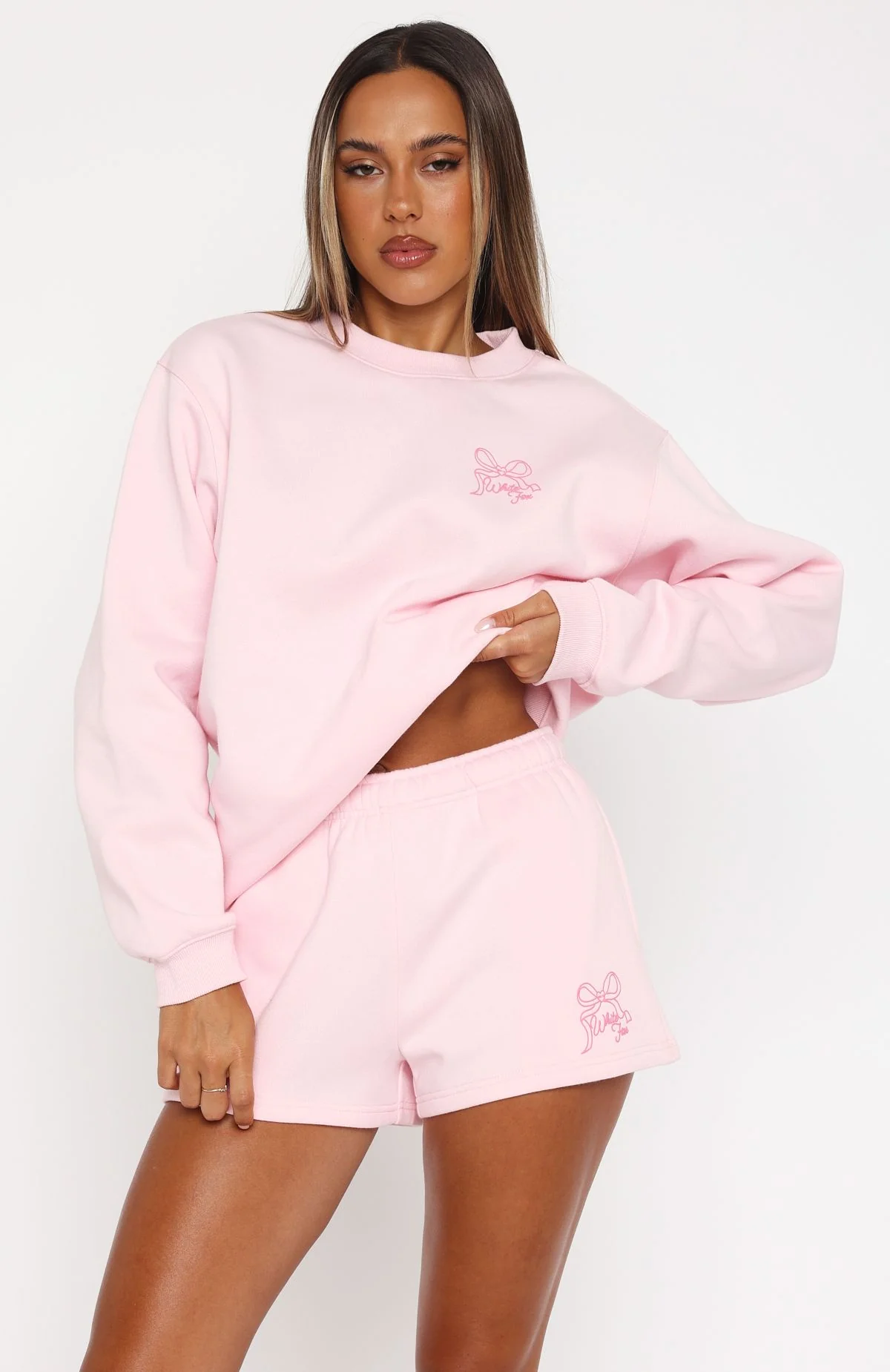 Love You Forever Lounge Shorts Pink - WHITE FOX