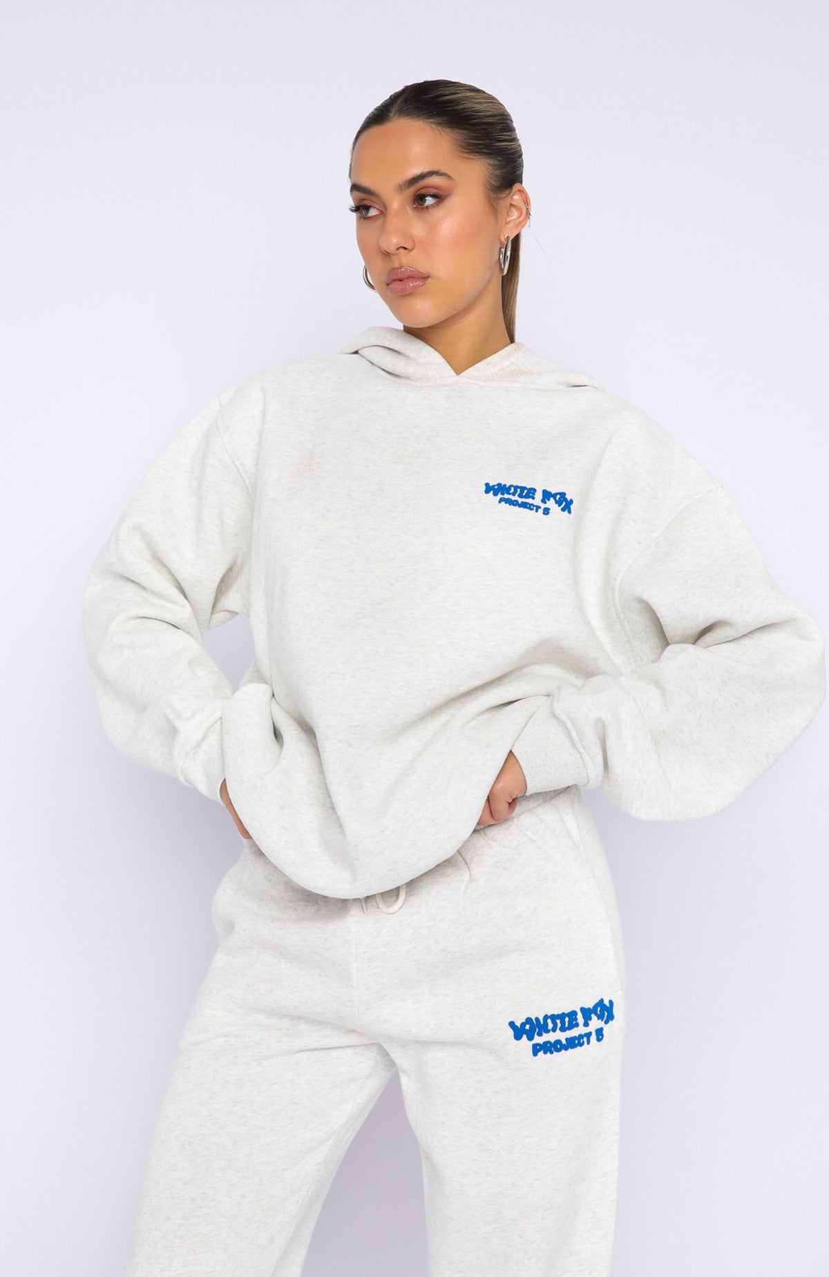Project 5 Oversized Hoodie Gravity Grey - WHITE FOX