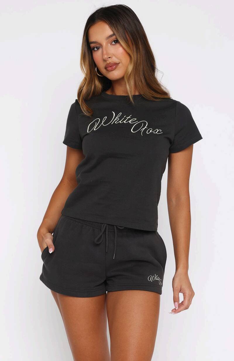 Lucky Thirteen Elsa Lounge Shorts Charcoal - WHITE FOX