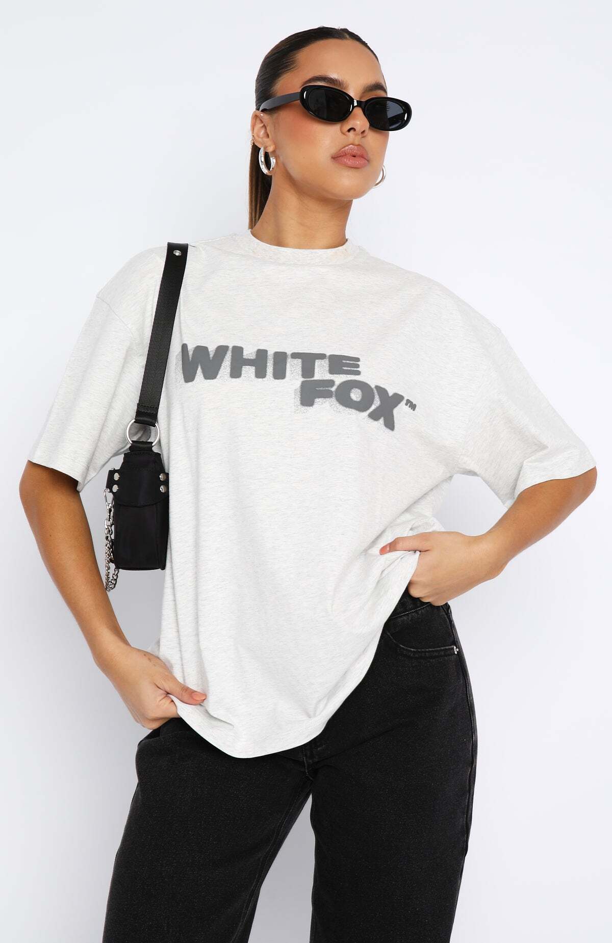 Do You Want Me Oversized Tee Grey Marle - WHITE FOX