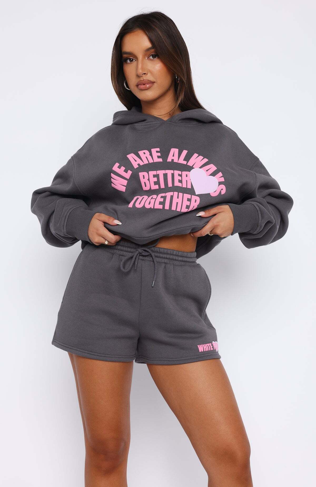 Always Better Together Lounge Shorts Charcoal - WHITE FOX
