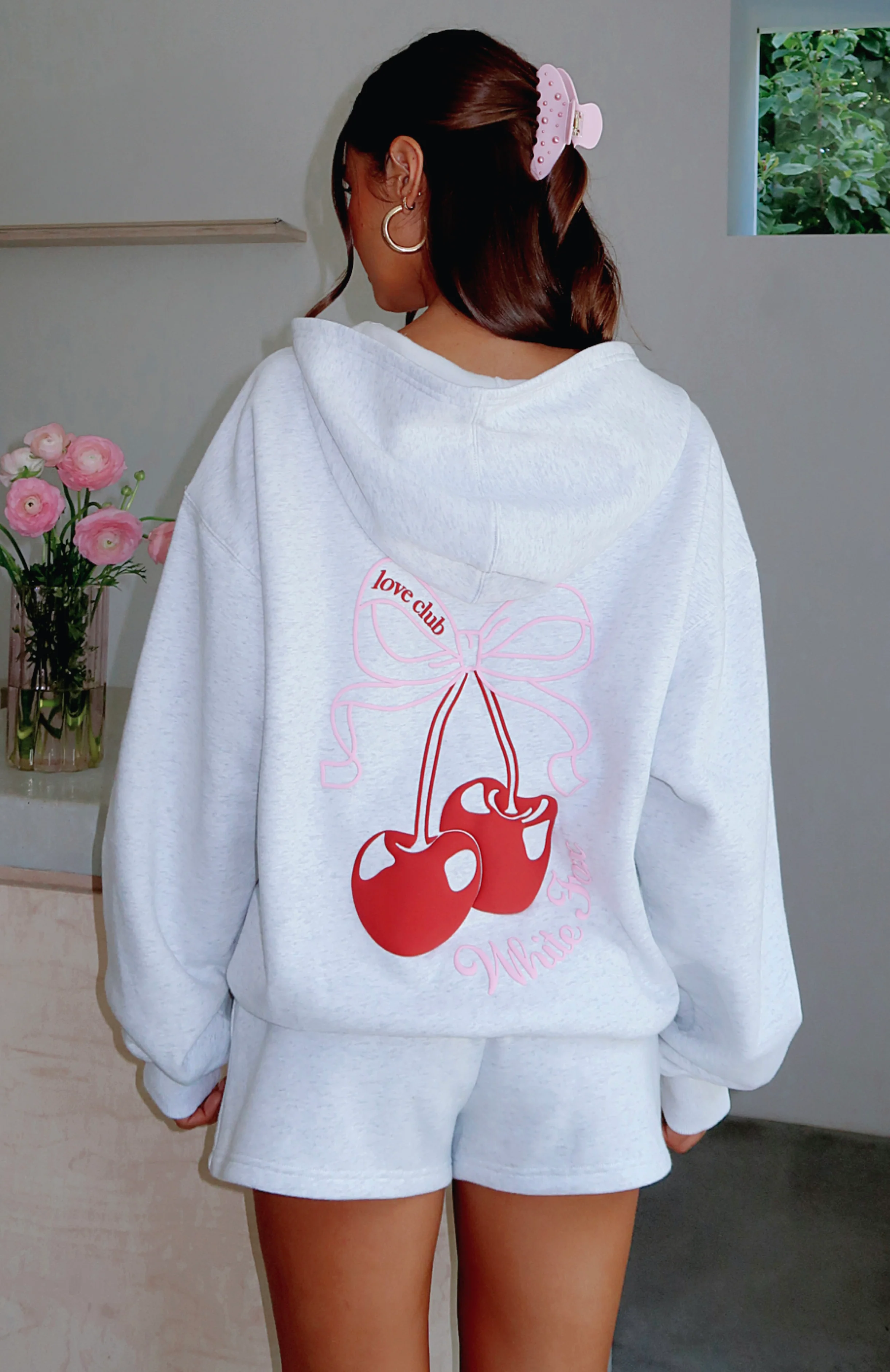Fell So Hard Zip Front Hoodie Grey Marle - WHITE FOX