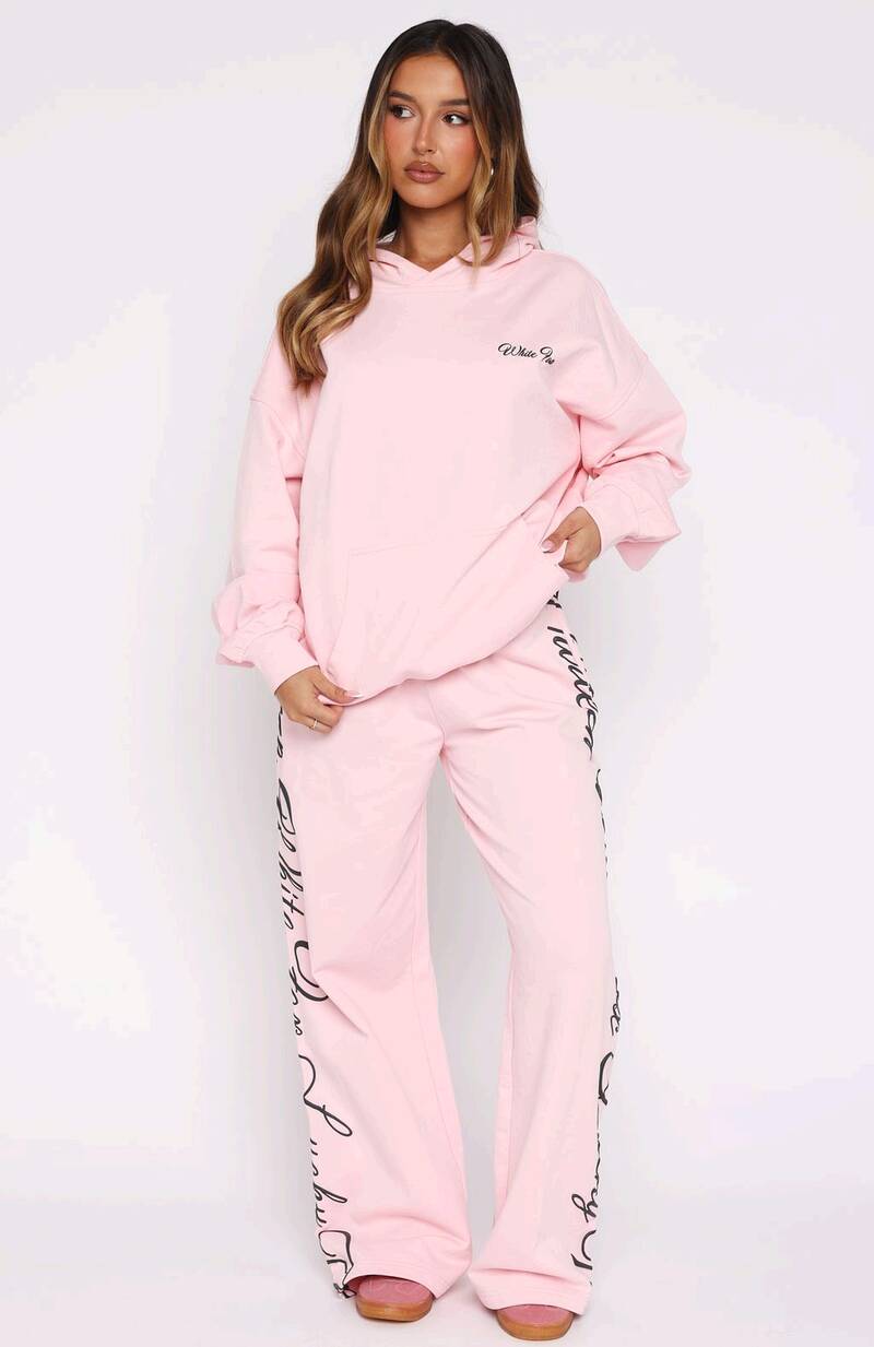 Lucky Thirteen Shaya Wide Leg Sweatpants Soft Pink - WHITE FOX