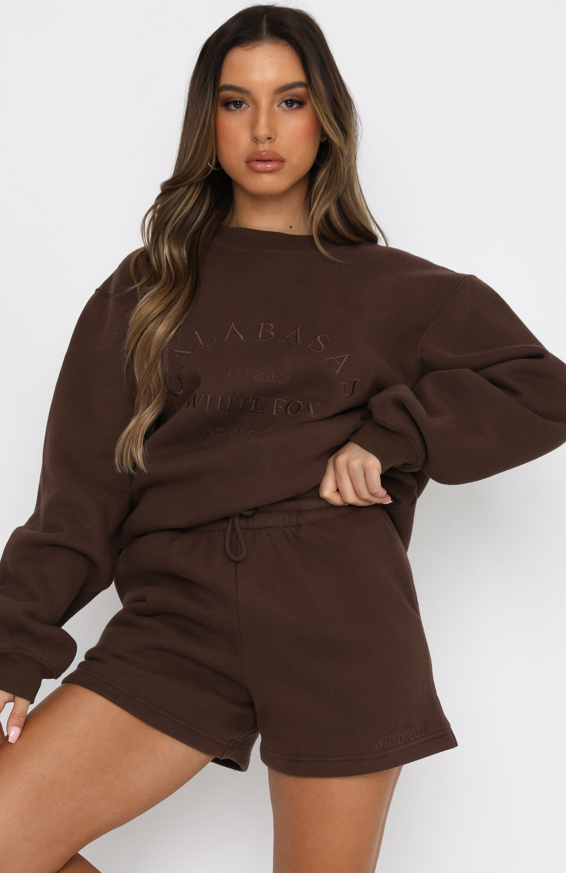 Best Of Both Oversized Sweater Chocolate - WHITE FOX