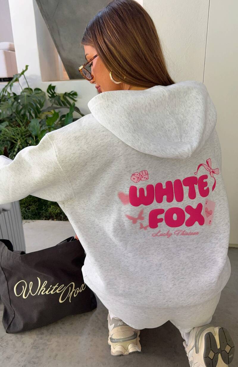 Lucky Thirteen Stephanie Oversized Hoodie Grey Marle - WHITE FOX