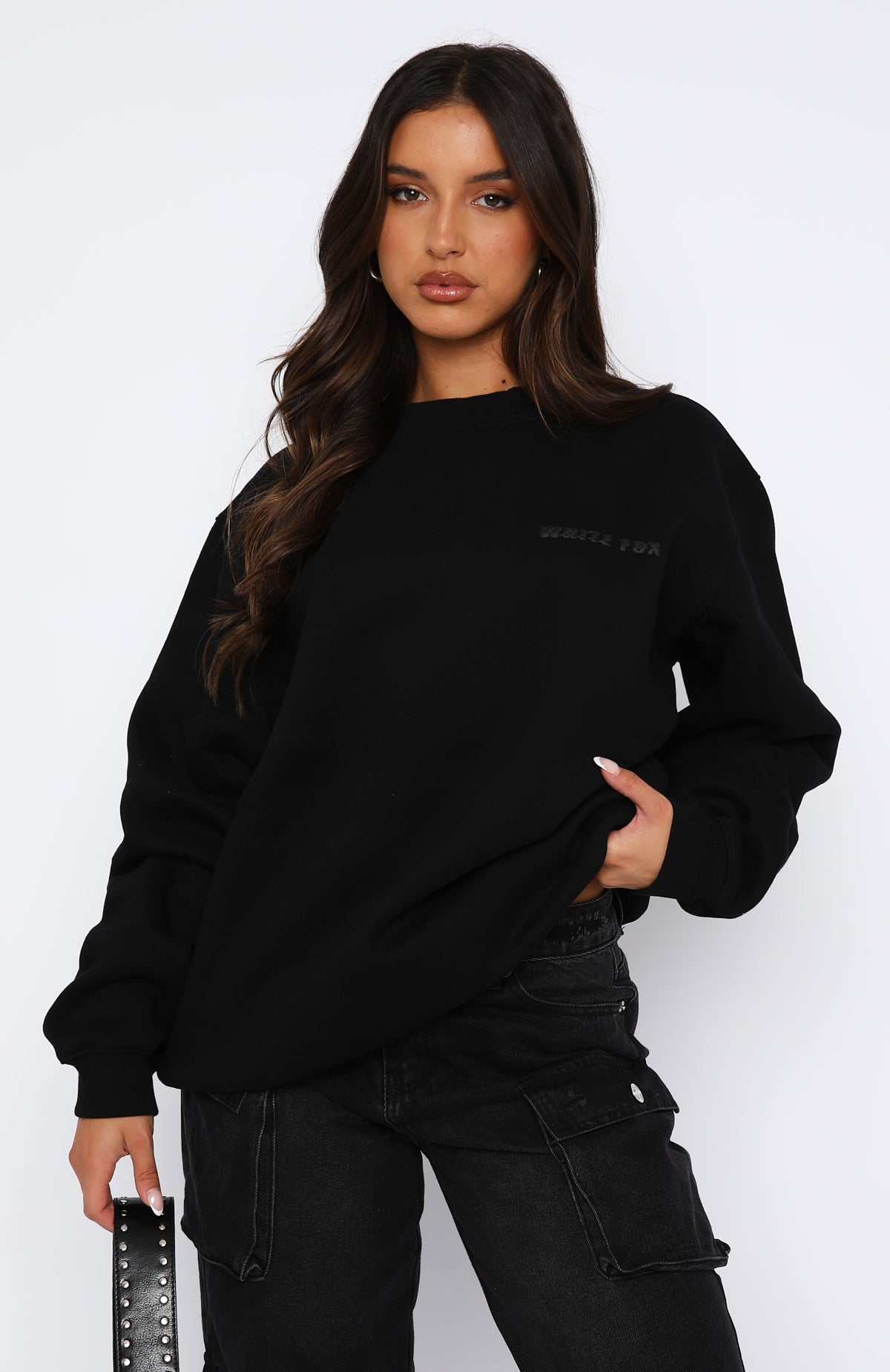 All A Blur Oversized Sweater Black - WHITE FOX