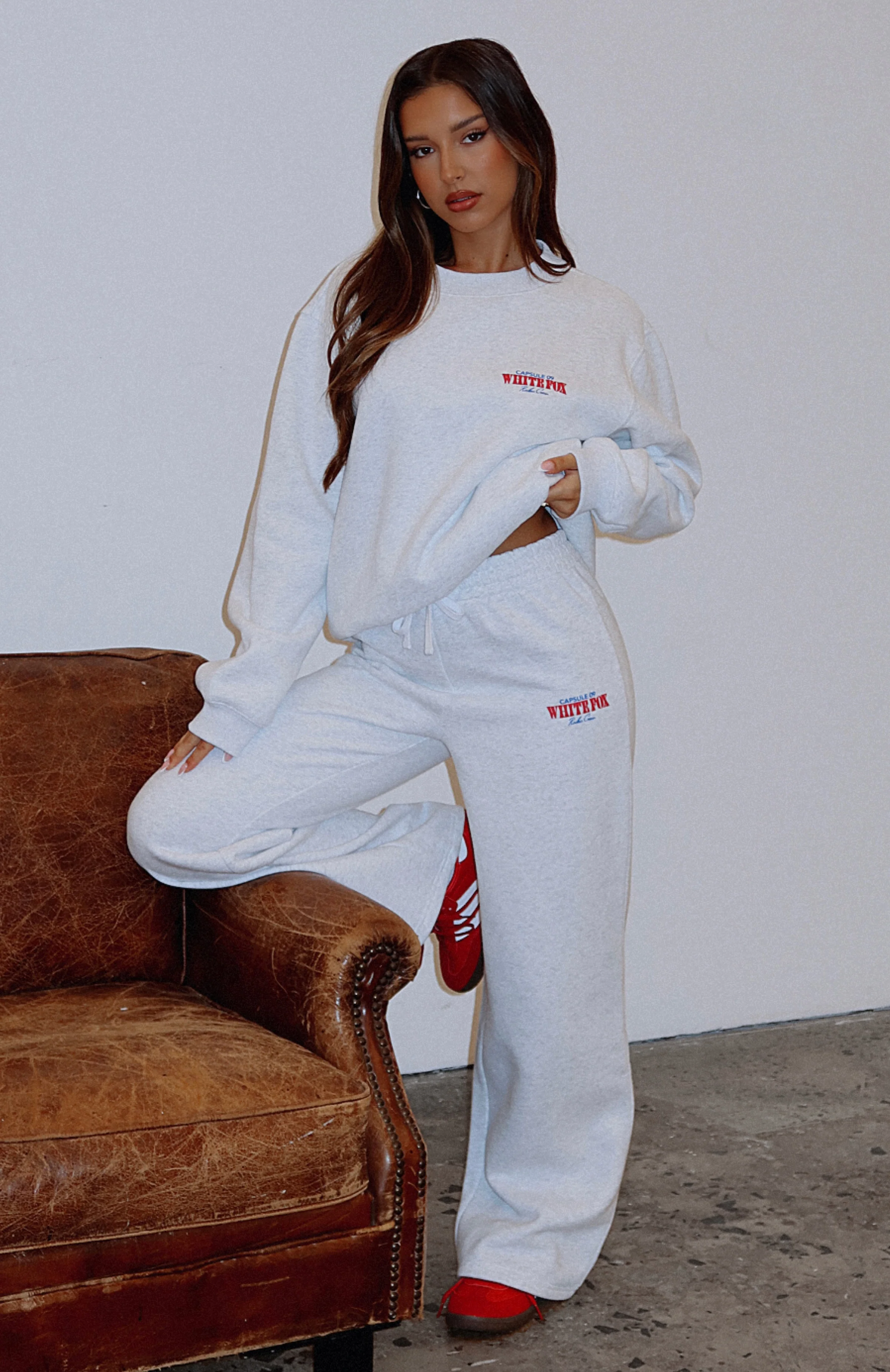 Capsule 9 Rodeo Crew Wide Leg Sweatpants Grey Marle - WHITE FOX