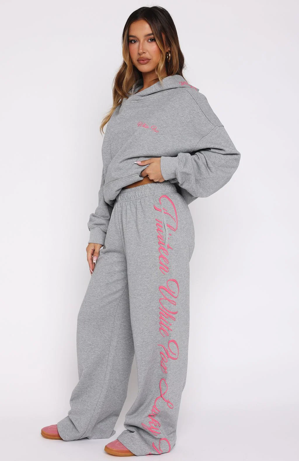Lucky Thirteen Shaya Wide Leg Sweatpants Dark Grey Marle - WHITE FOX