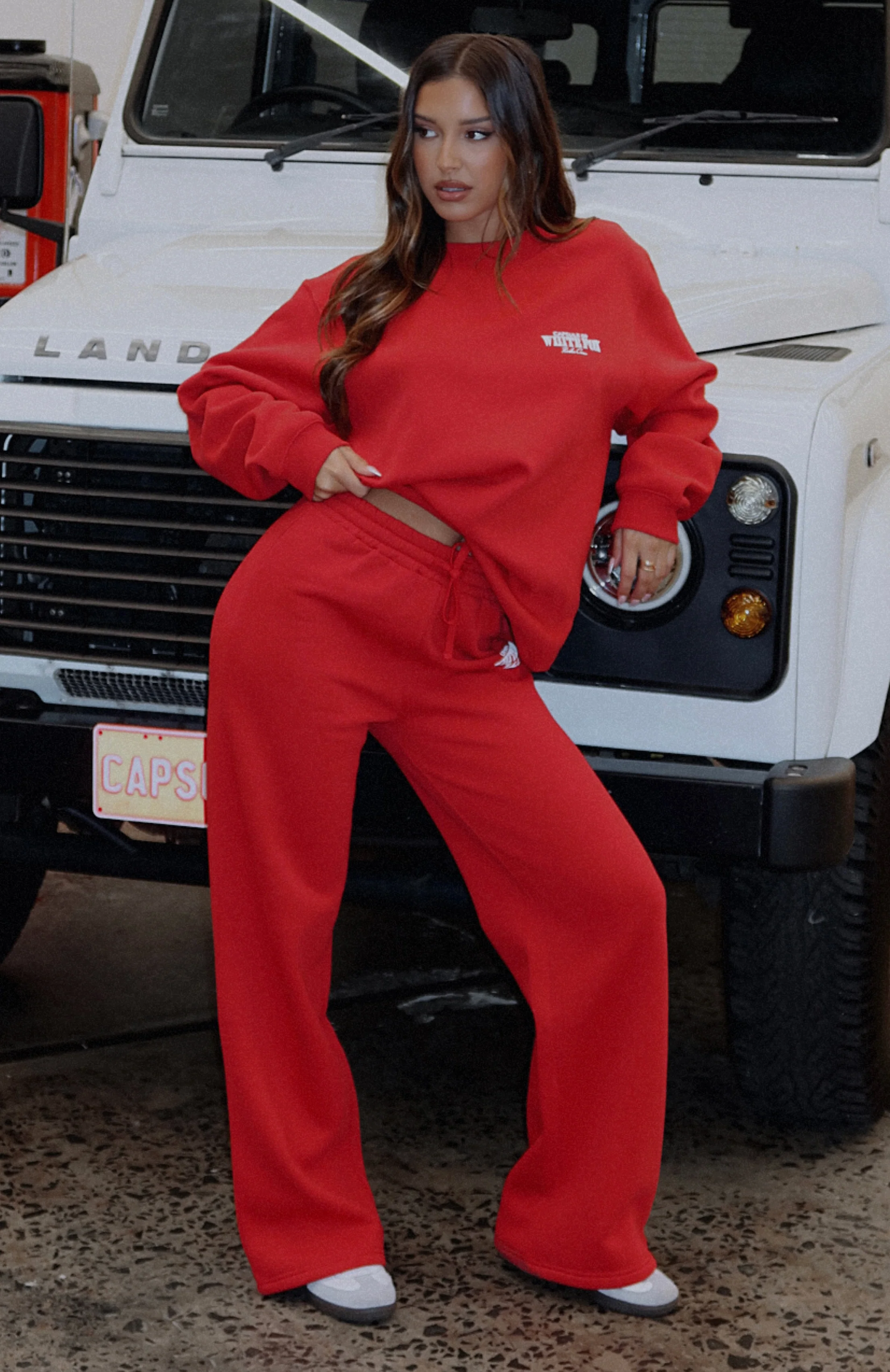 Capsule 9 Rodeo Crew Wide Leg Sweatpants Red - WHITE FOX