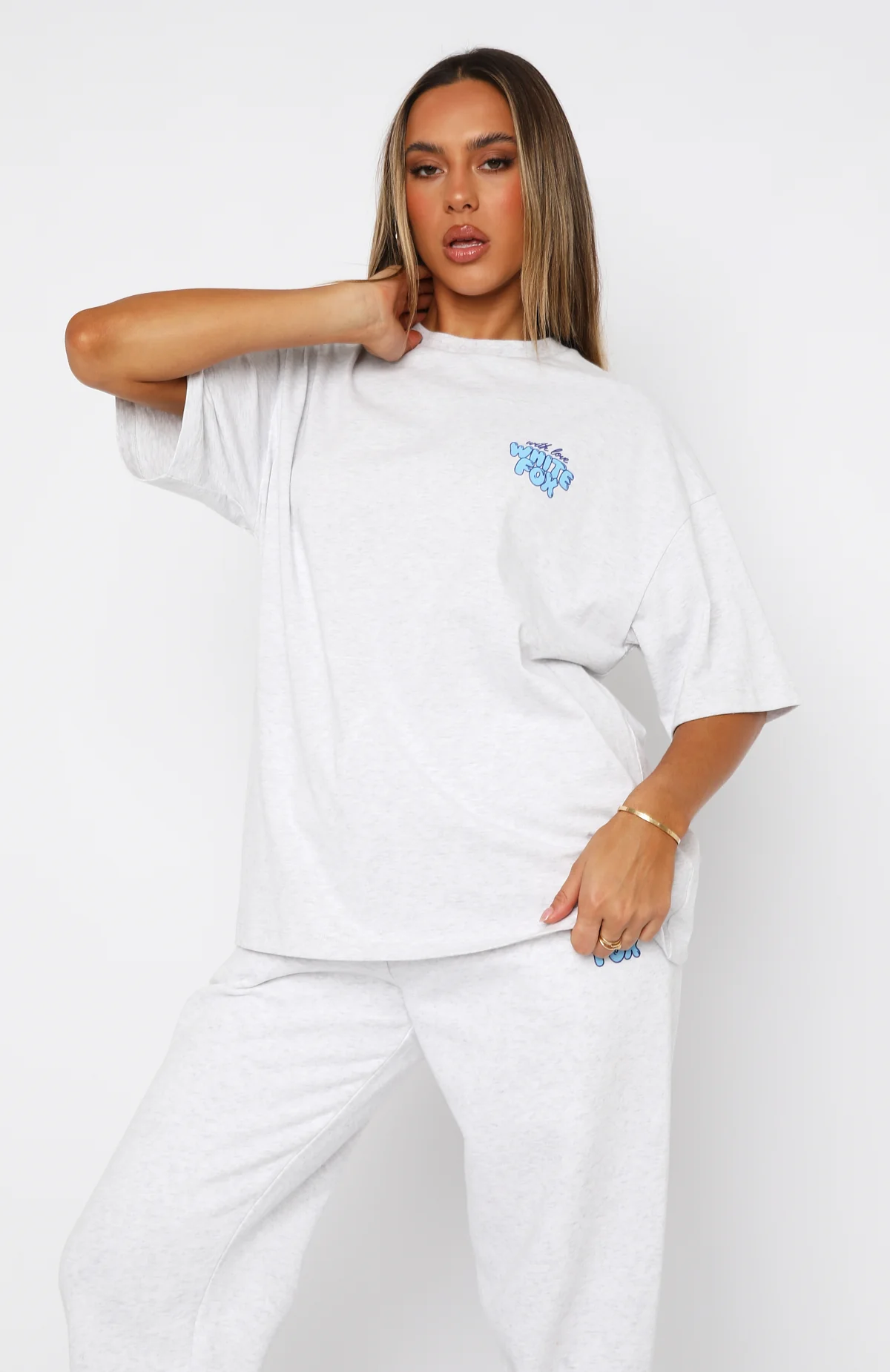 With Love Always Oversized Tee Grey Marle - WHITE FOX