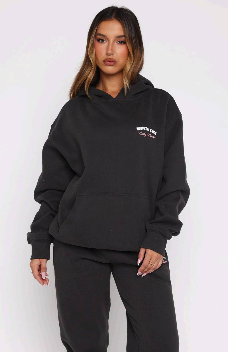 Lucky Thirteen Cheyenne Oversized Hoodie Charcoal - WHITE FOX