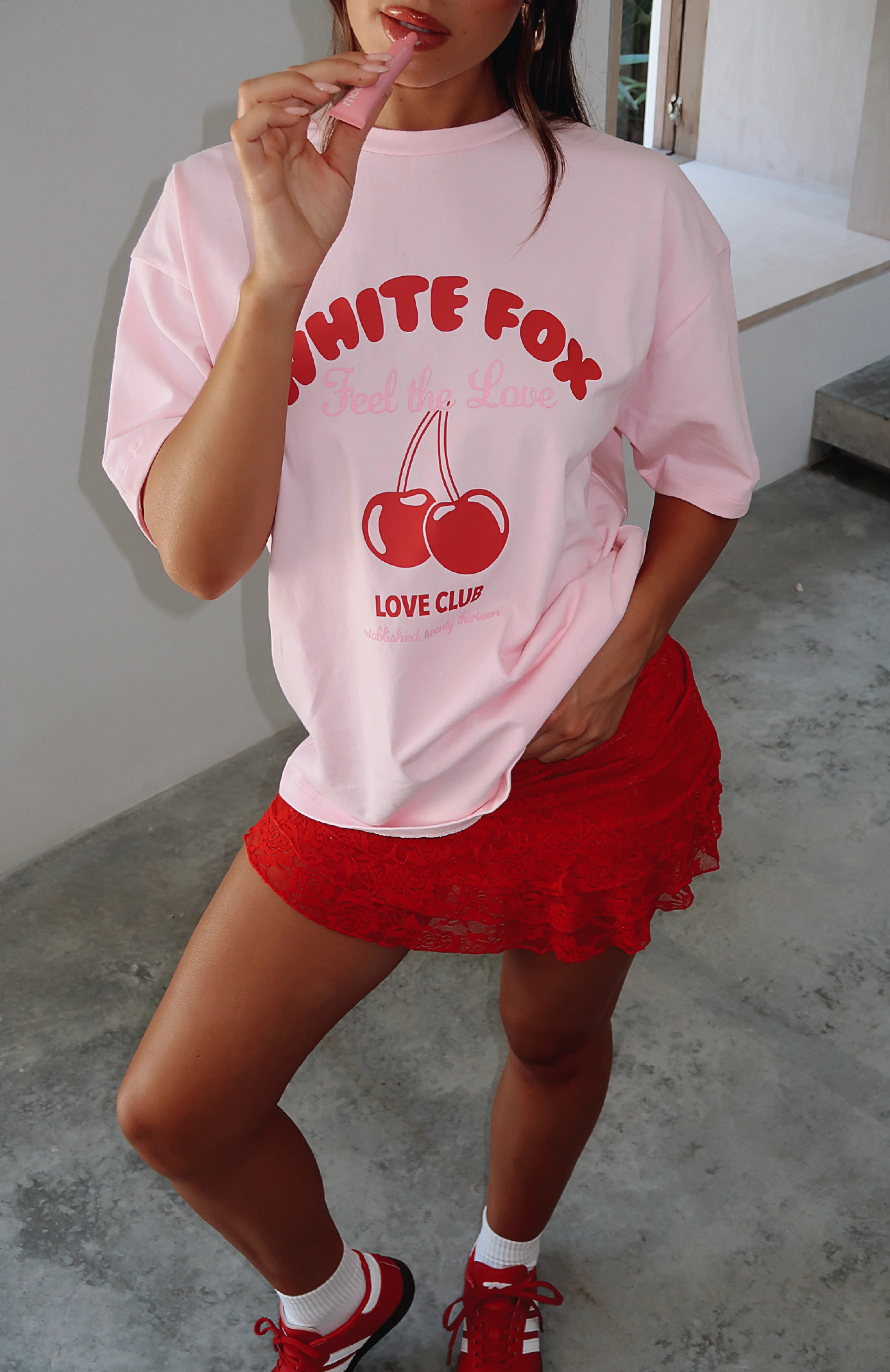 Love Me Tender Oversized Tee Pink - WHITE FOX