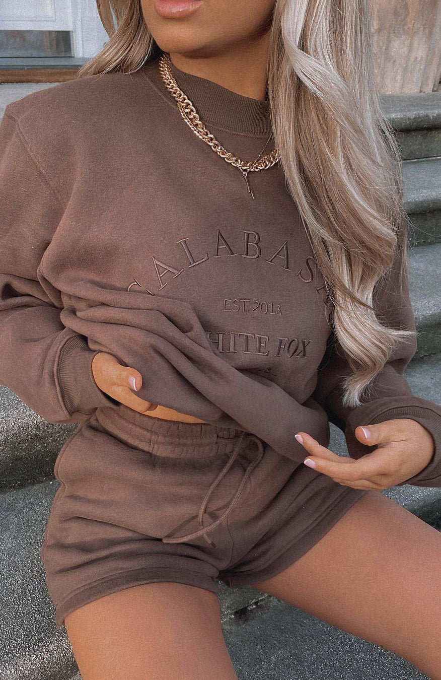 Best Of Both Oversized Sweater Chocolate - WHITE FOX