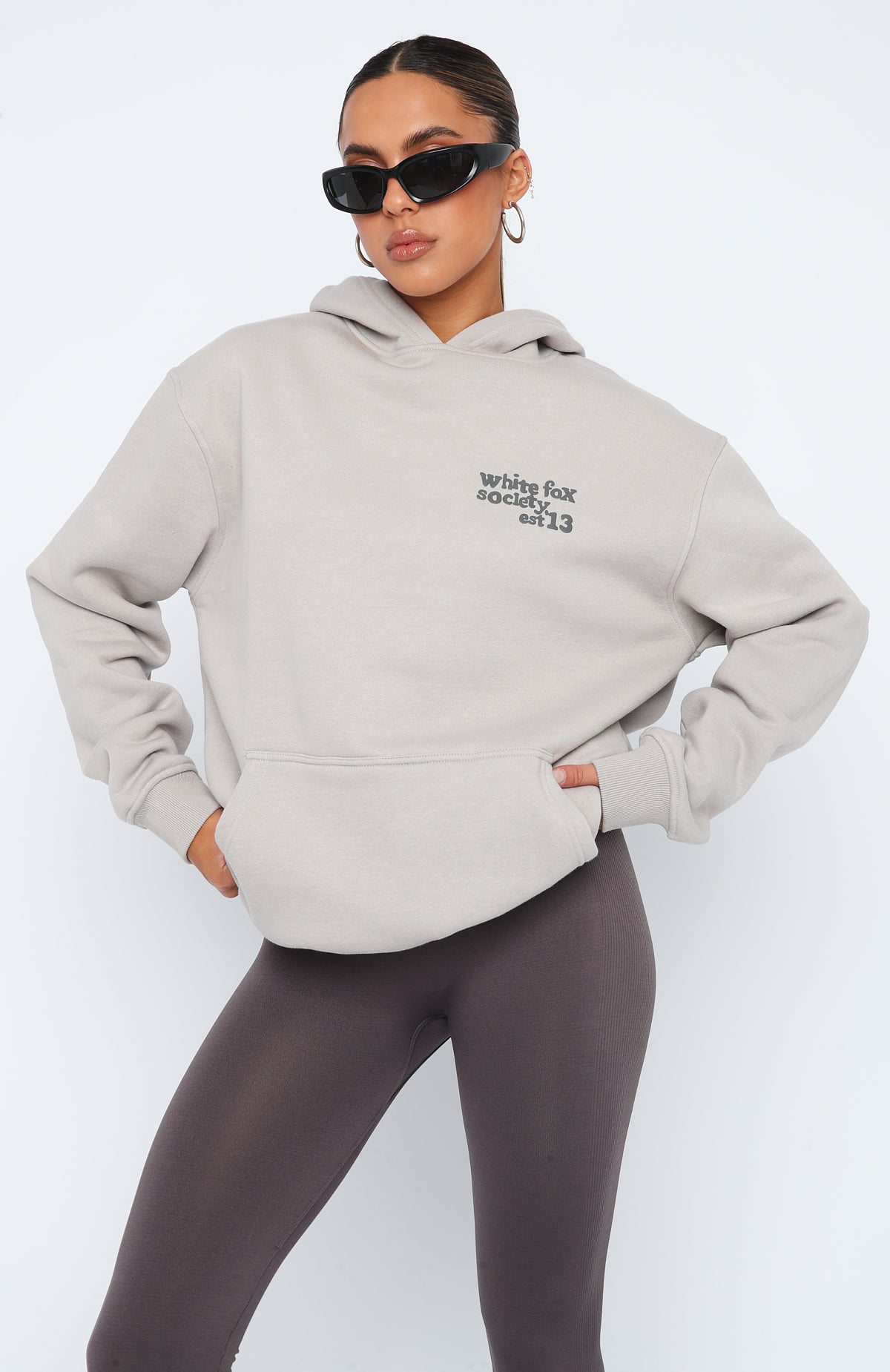 Enough Said Oversized Hoodie Moon - WHITE FOX