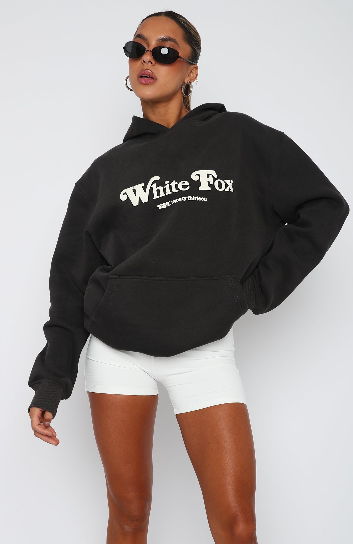Twin Flame Oversized Hoodie Charcoal - WHITE FOX