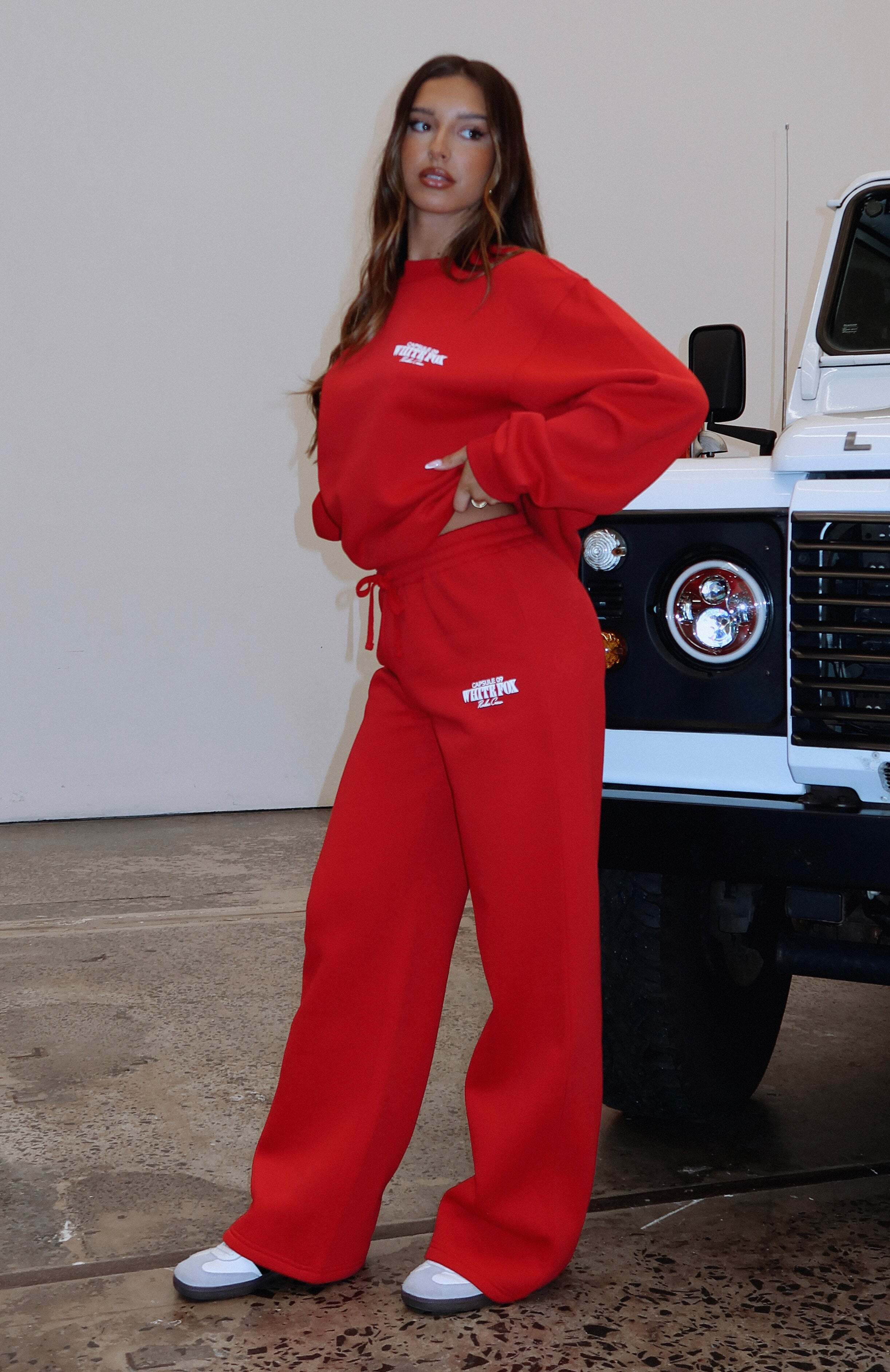 Capsule 9 Rodeo Crew Wide Leg Sweatpants Red - WHITE FOX