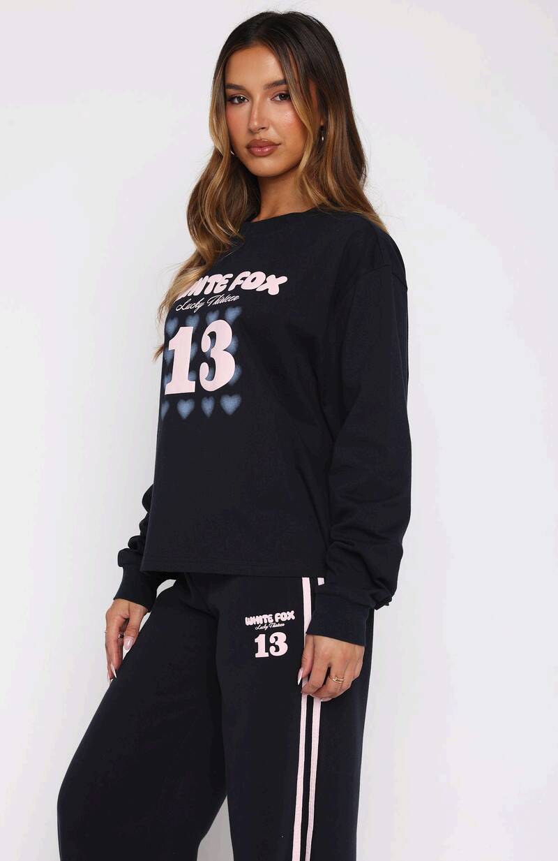 Lucky Thirteen Charise Long Sleeve Tee Navy - WHITE FOX