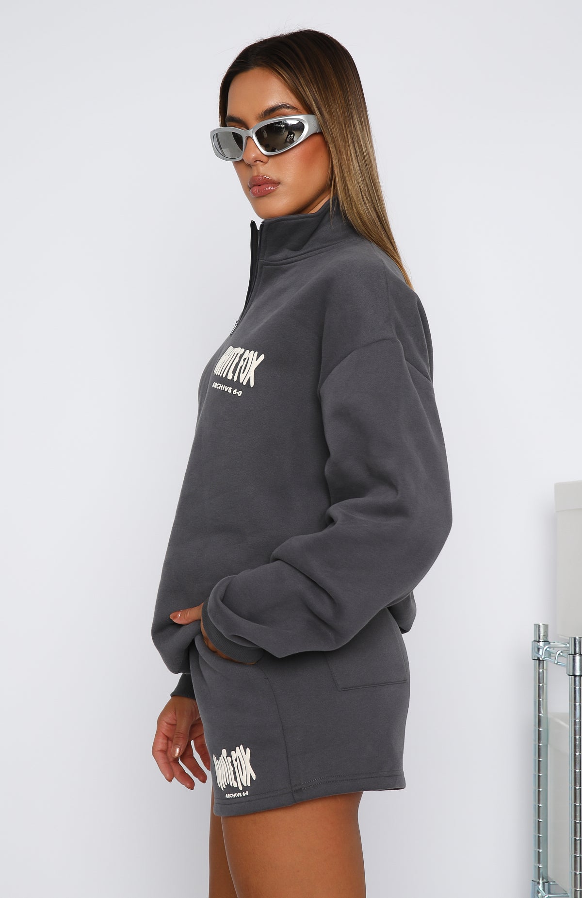 Archive 6.0 Zip Front Sweater Ash - WHITE FOX