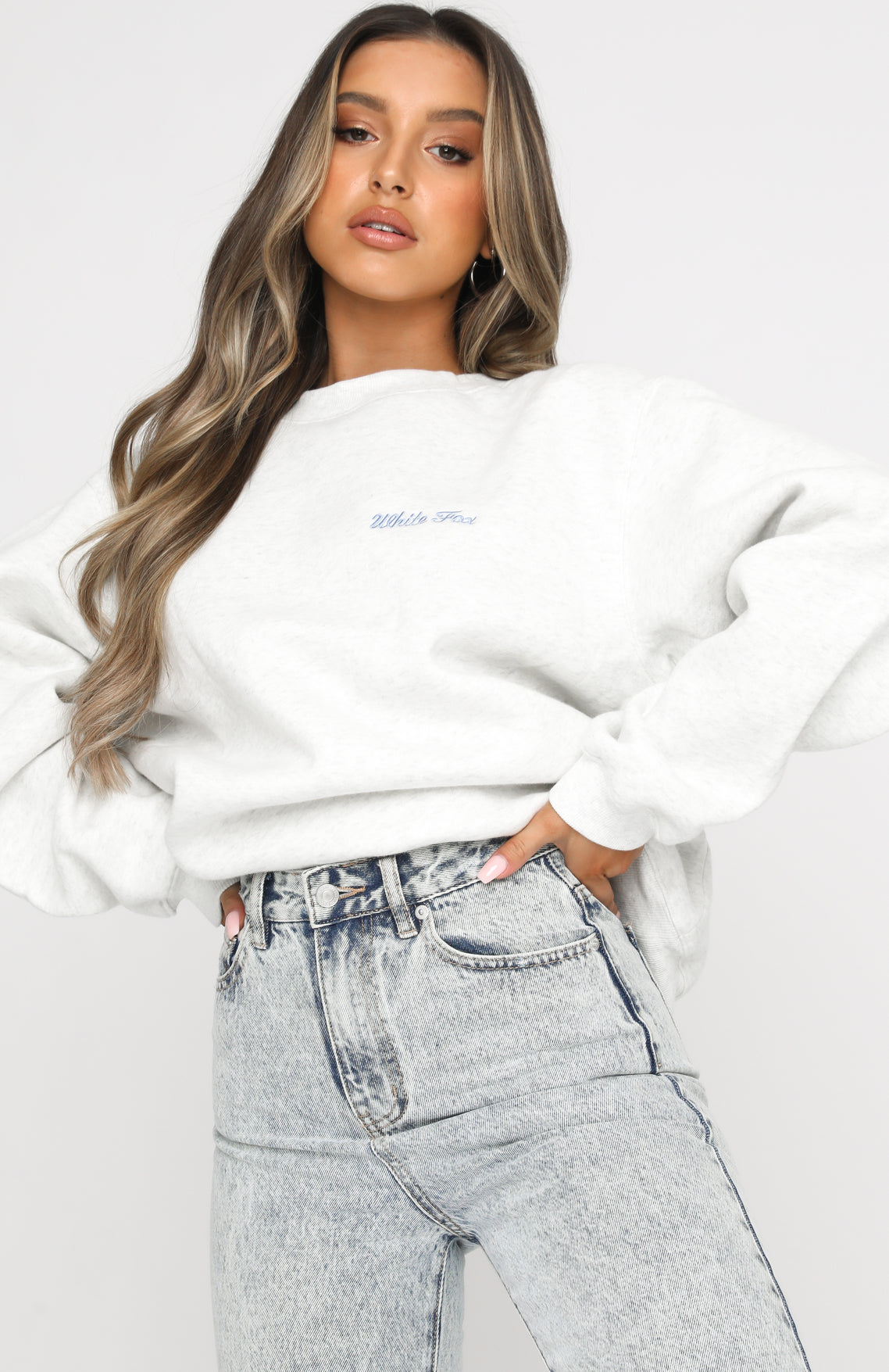 Steal Your Heart Oversized Sweater Grey Marle - WHITE FOX