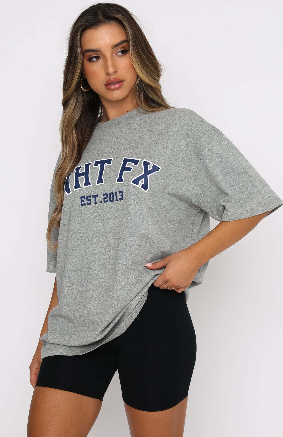 Varsity Tee Dusty Grey Marle - WHITE FOX