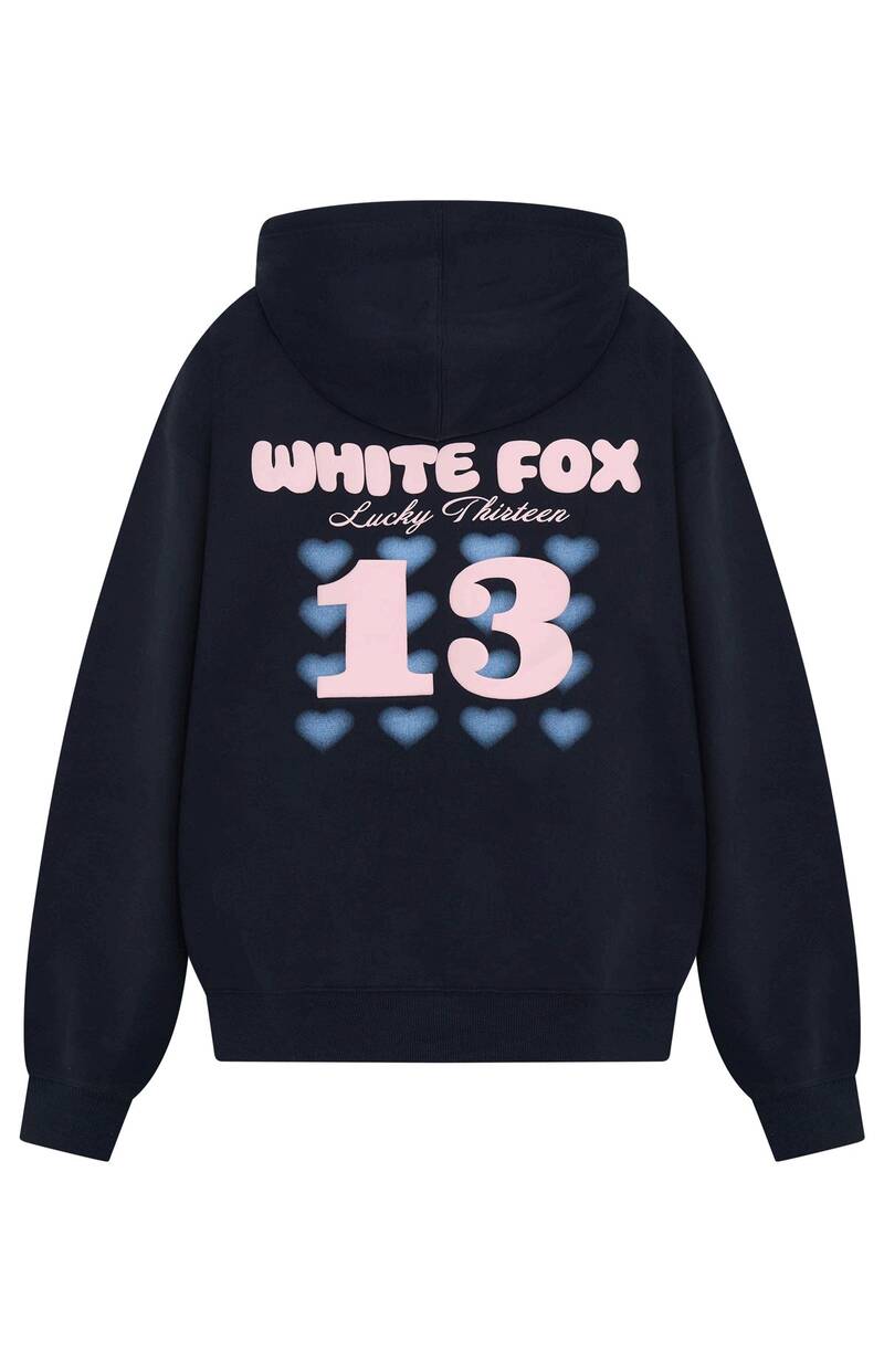 Lucky Thirteen Charise Zip Front Hoodie Navy - WHITE FOX