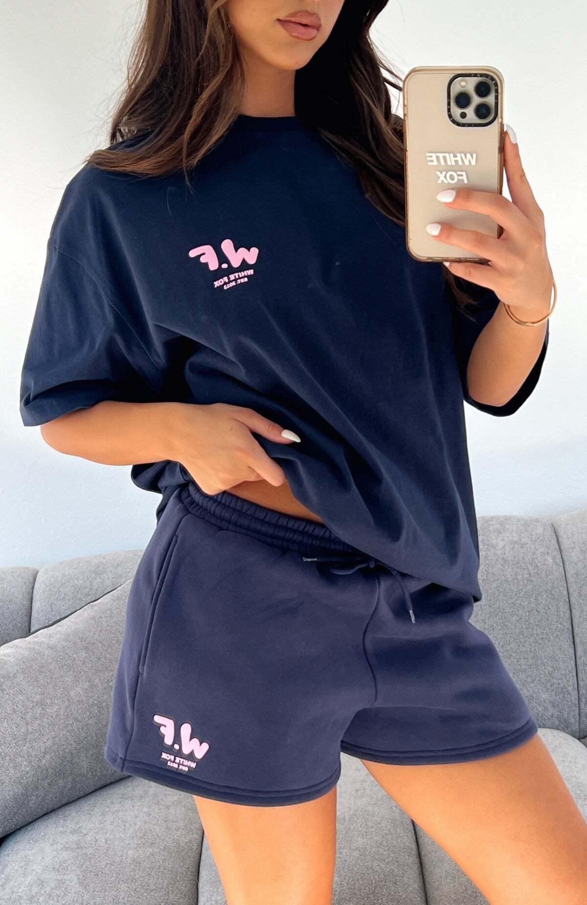 The New Standard Lounge Shorts Navy - WHITE FOX