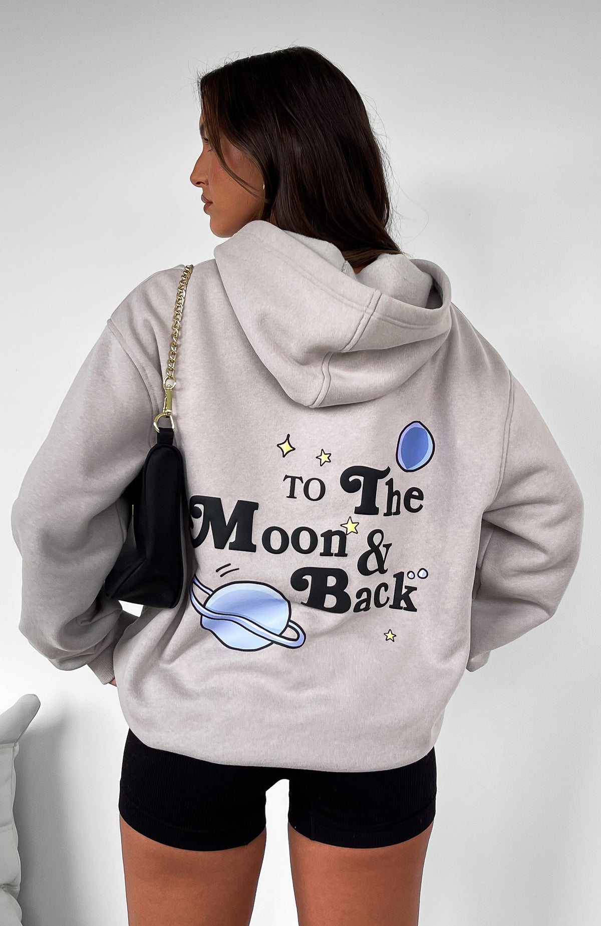 To The Moon Oversized Hoodie Lunar - WHITE FOX