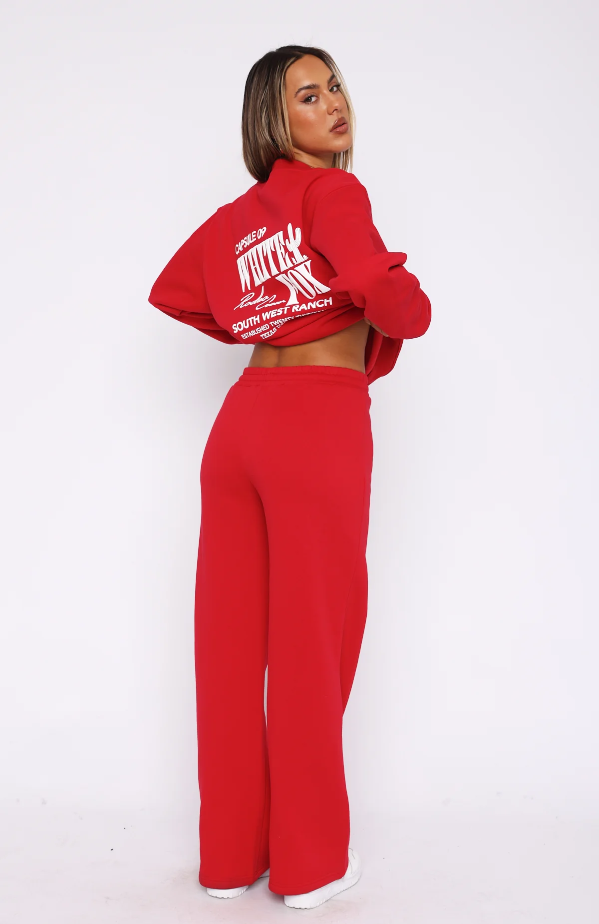 Capsule 9 Rodeo Crew Wide Leg Sweatpants Red - WHITE FOX