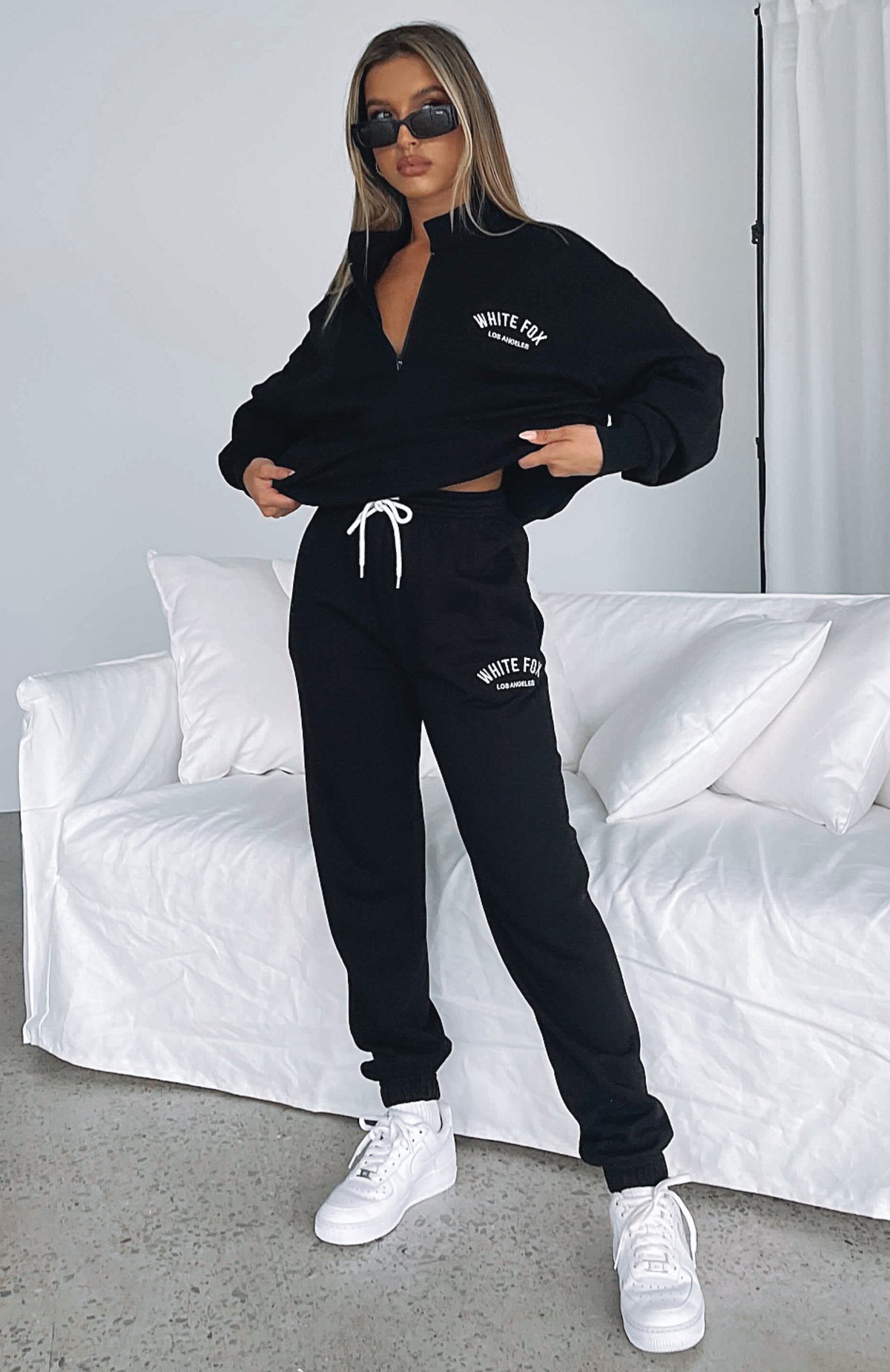 About That Time Sweatpants Black - WHITE FOX