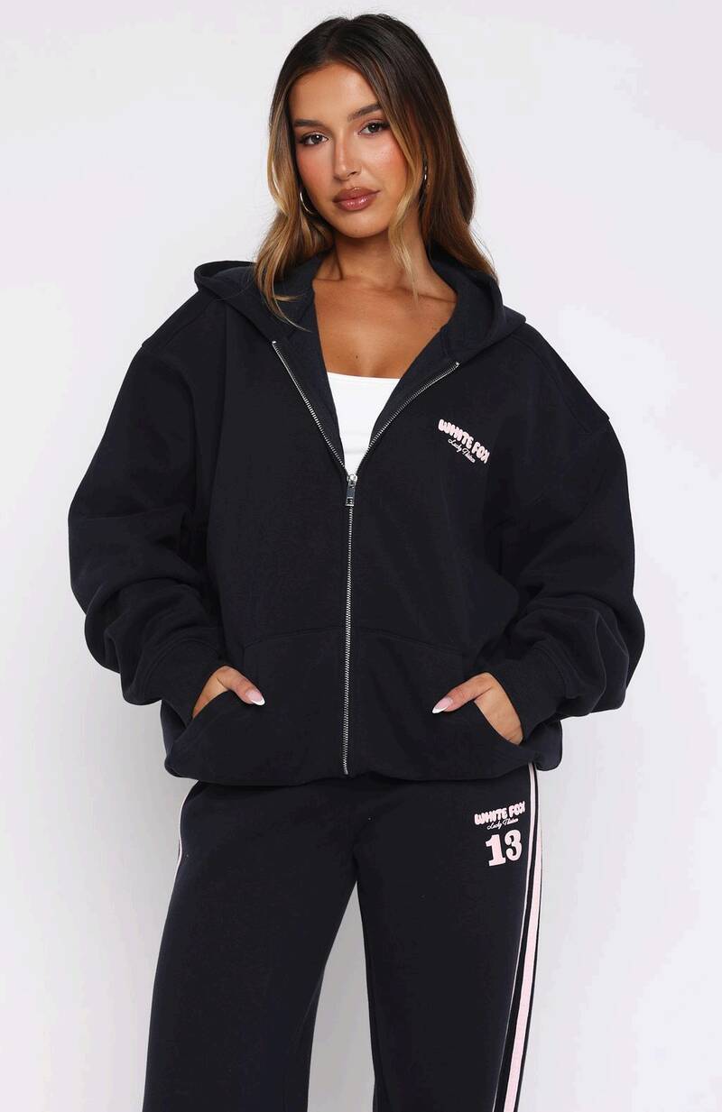 Lucky Thirteen Charise Zip Front Hoodie Navy - WHITE FOX
