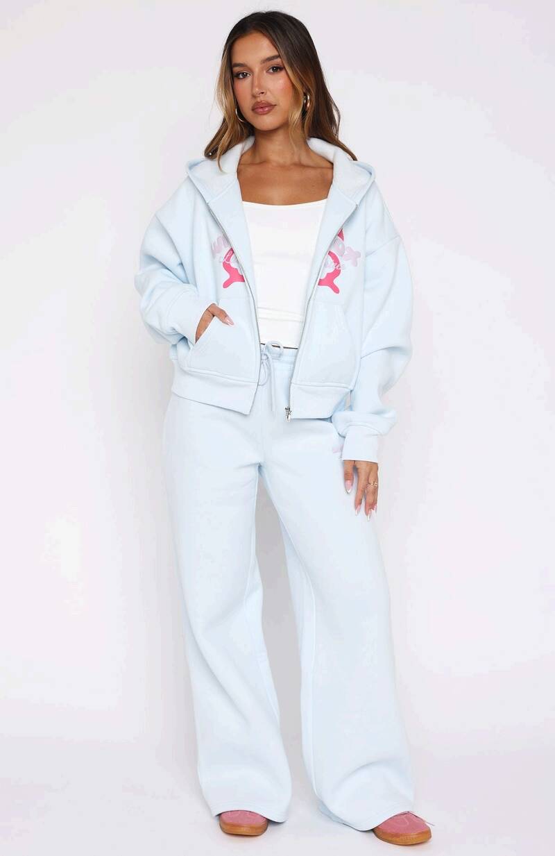 Lucky Thirteen Audrina Wide Leg Sweatpants Blue - WHITE FOX