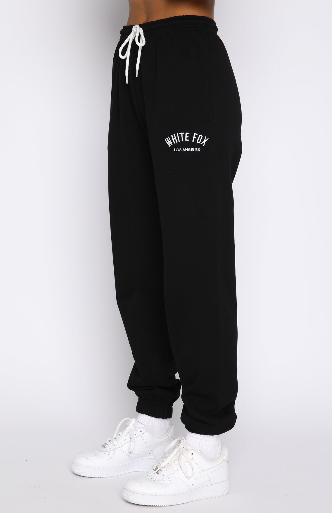 About That Time Sweatpants Black - WHITE FOX