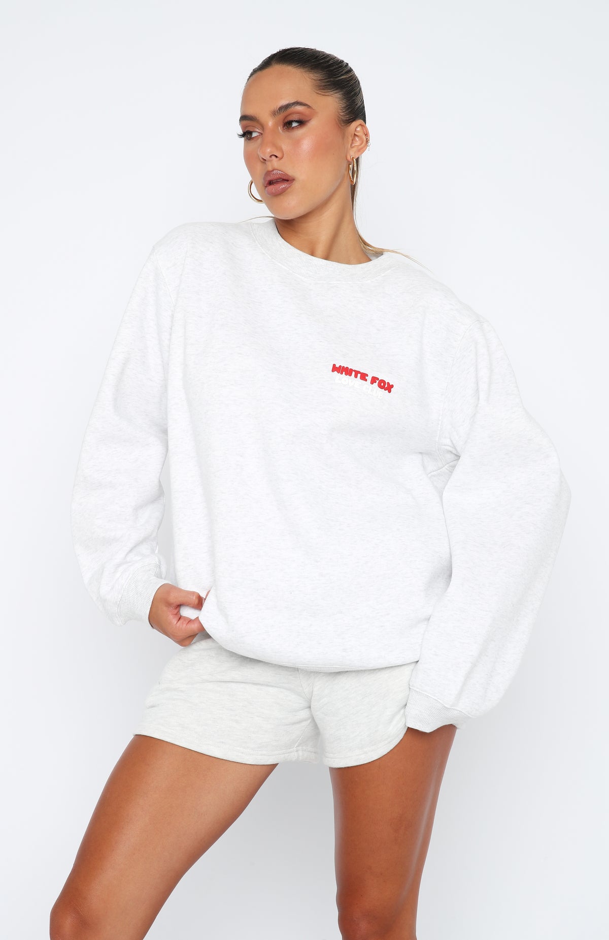 Love Club Oversized Sweater Grey Marle - WHITE FOX