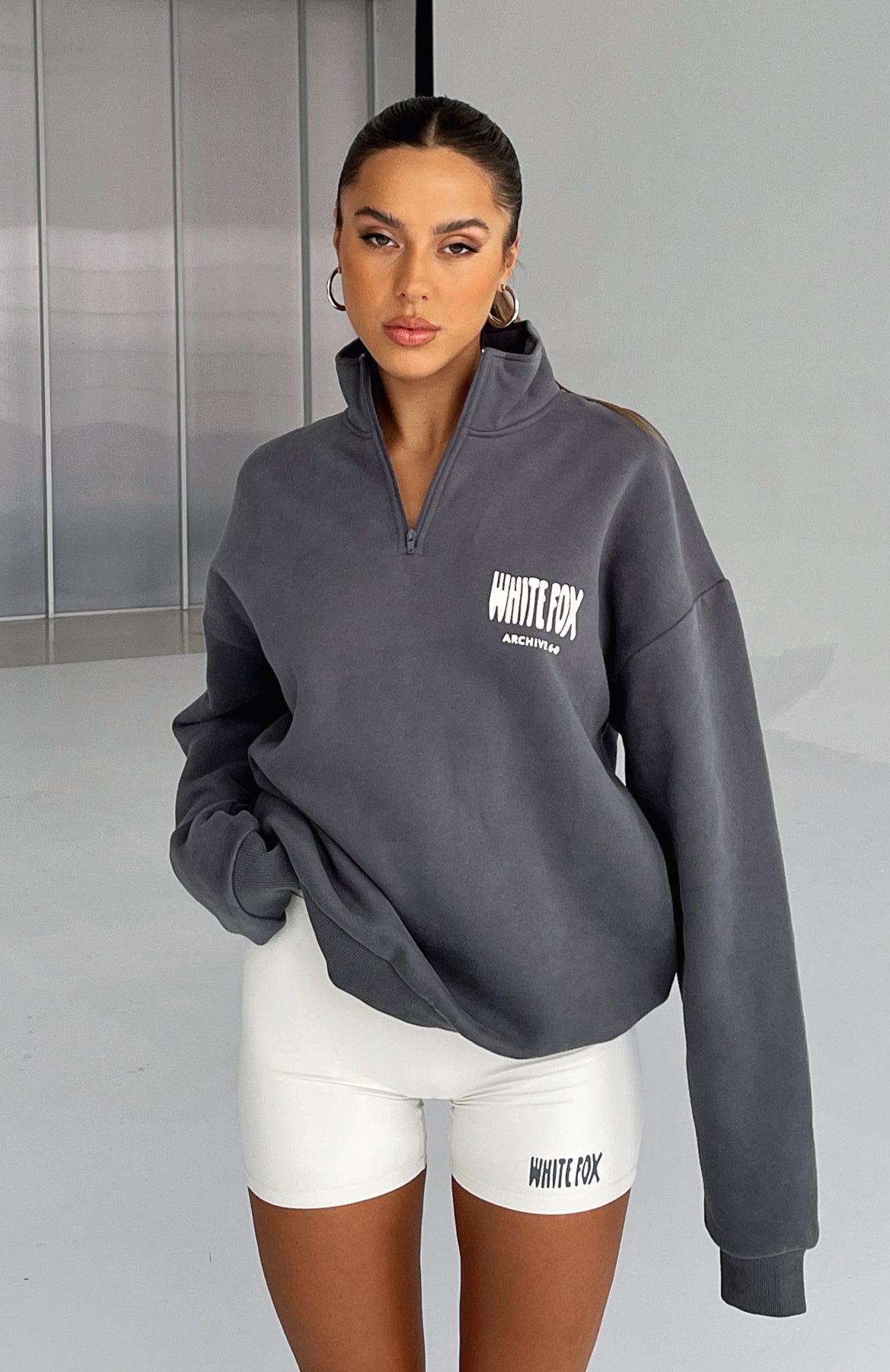 Archive 6.0 Zip Front Sweater Ash - WHITE FOX