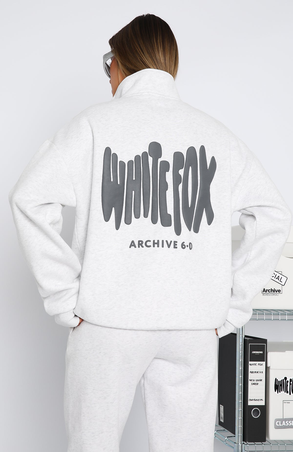Archive 6.0 Zip Front Sweater Haze - WHITE FOX