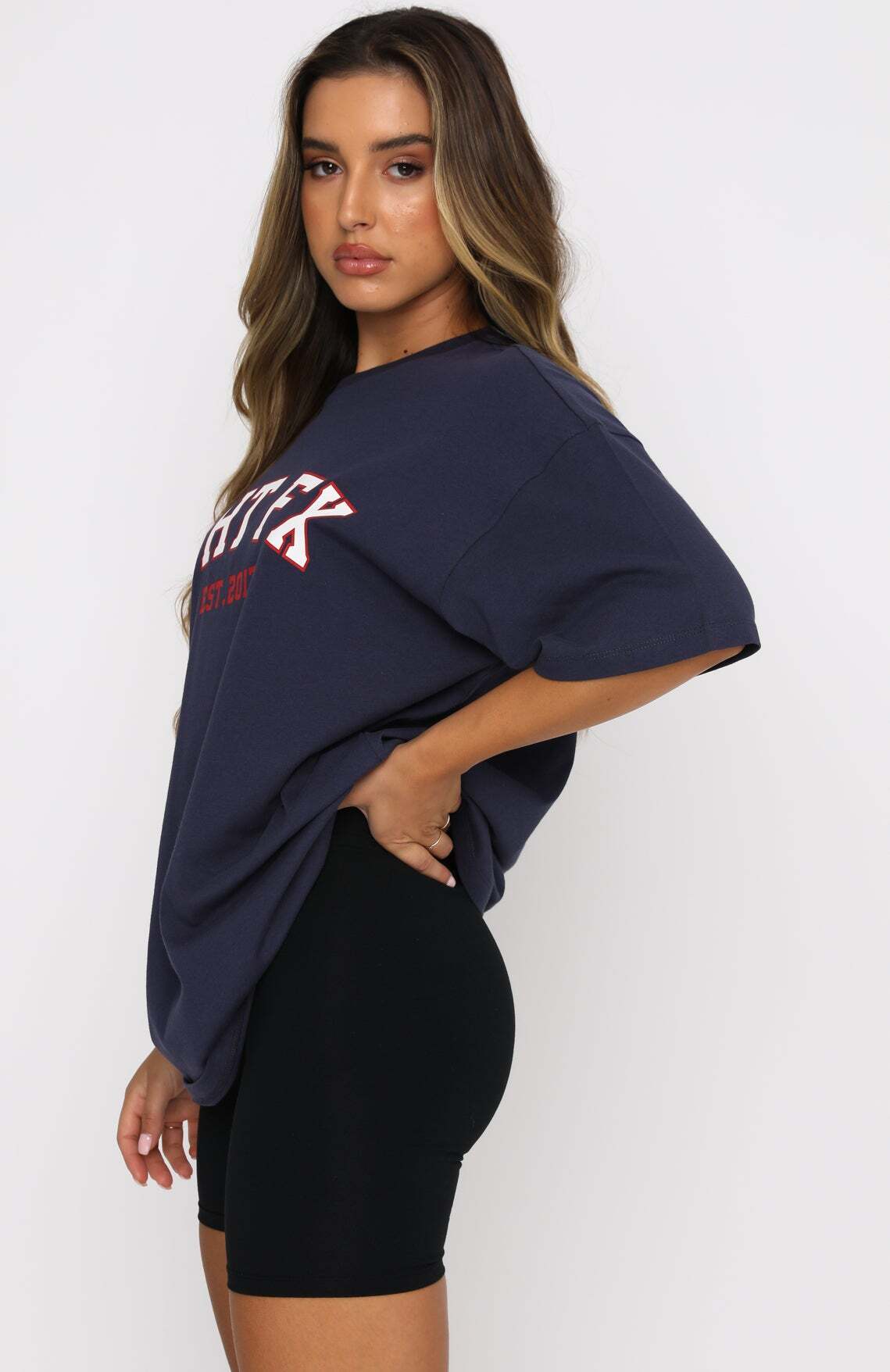 Varsity Tee Dusty Navy - WHITE FOX