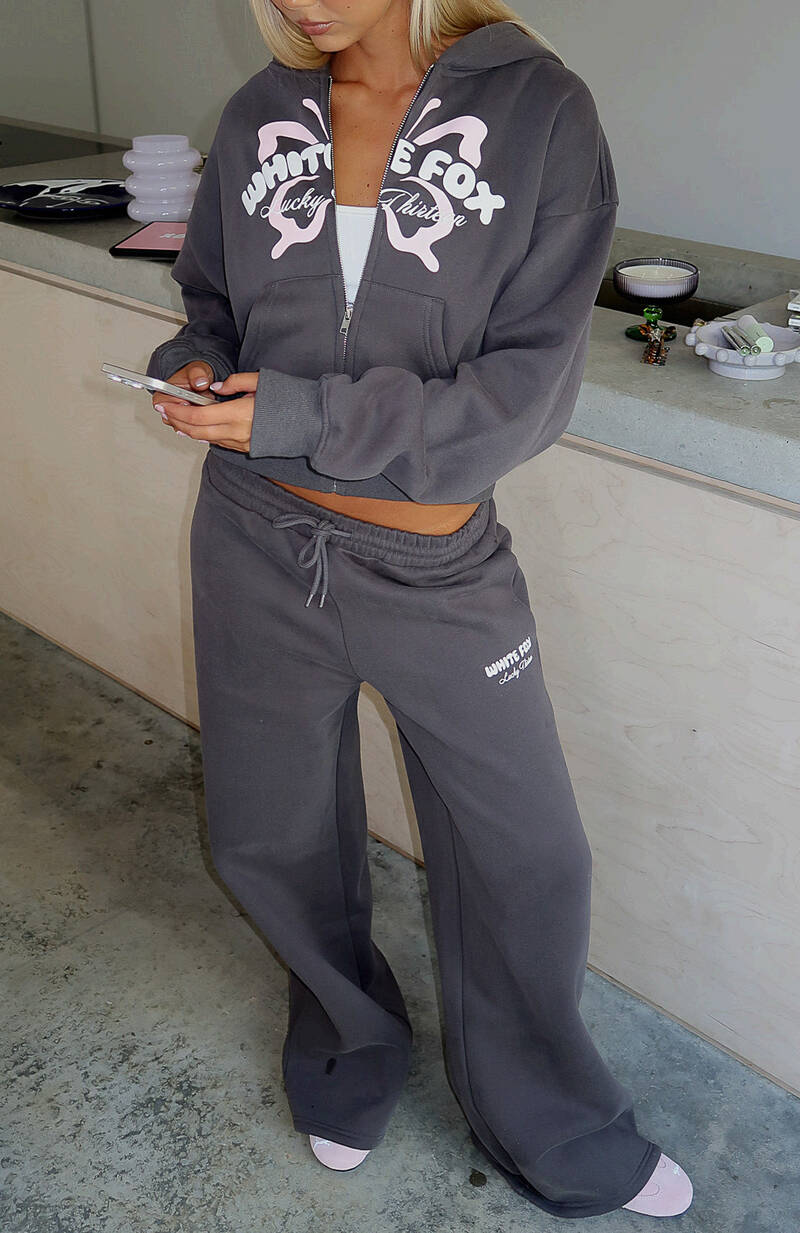 Lucky Thirteen Audrina Wide Leg Sweatpants Volcanic - WHITE FOX
