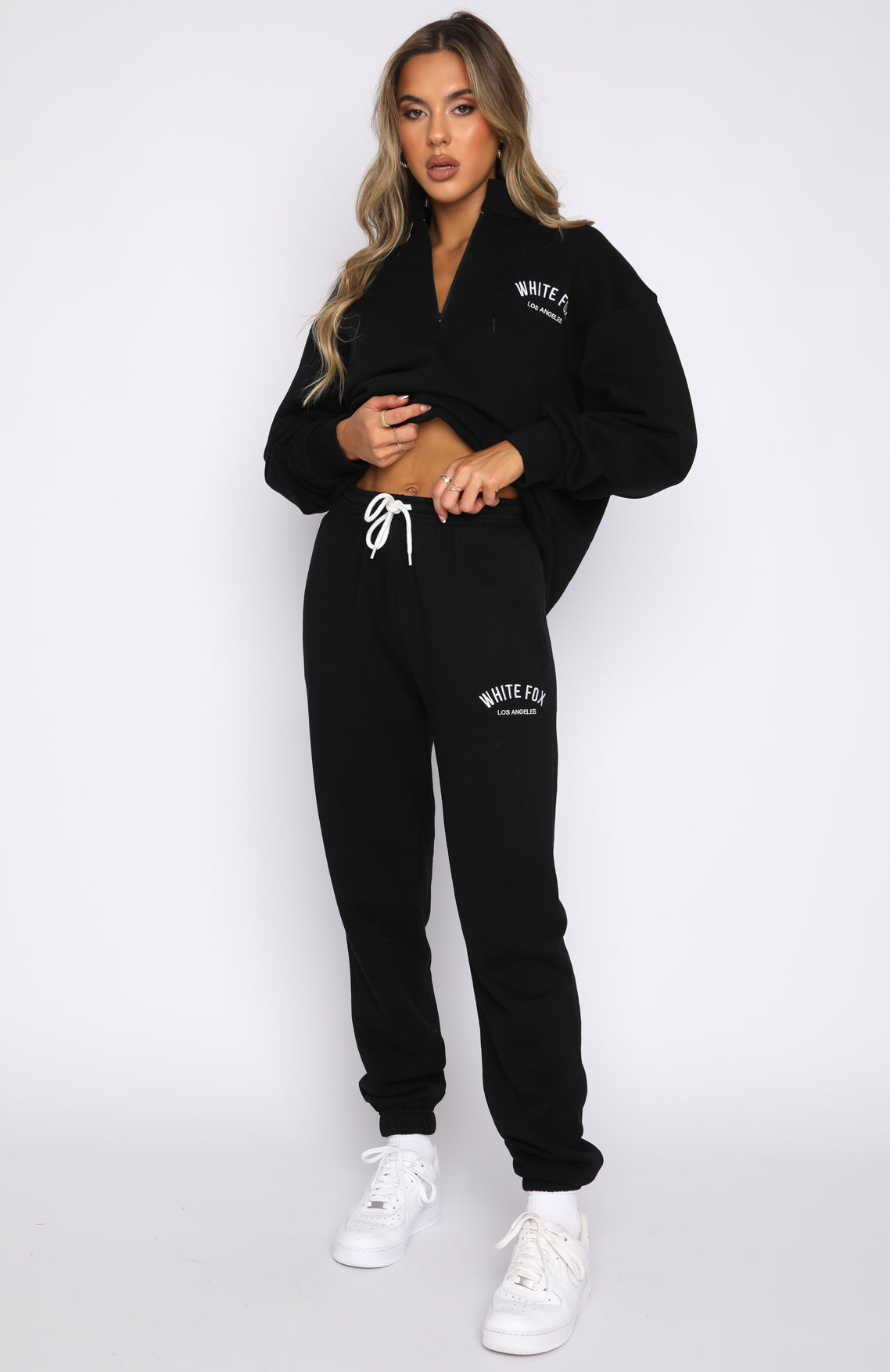 About That Time Sweatpants Black - WHITE FOX