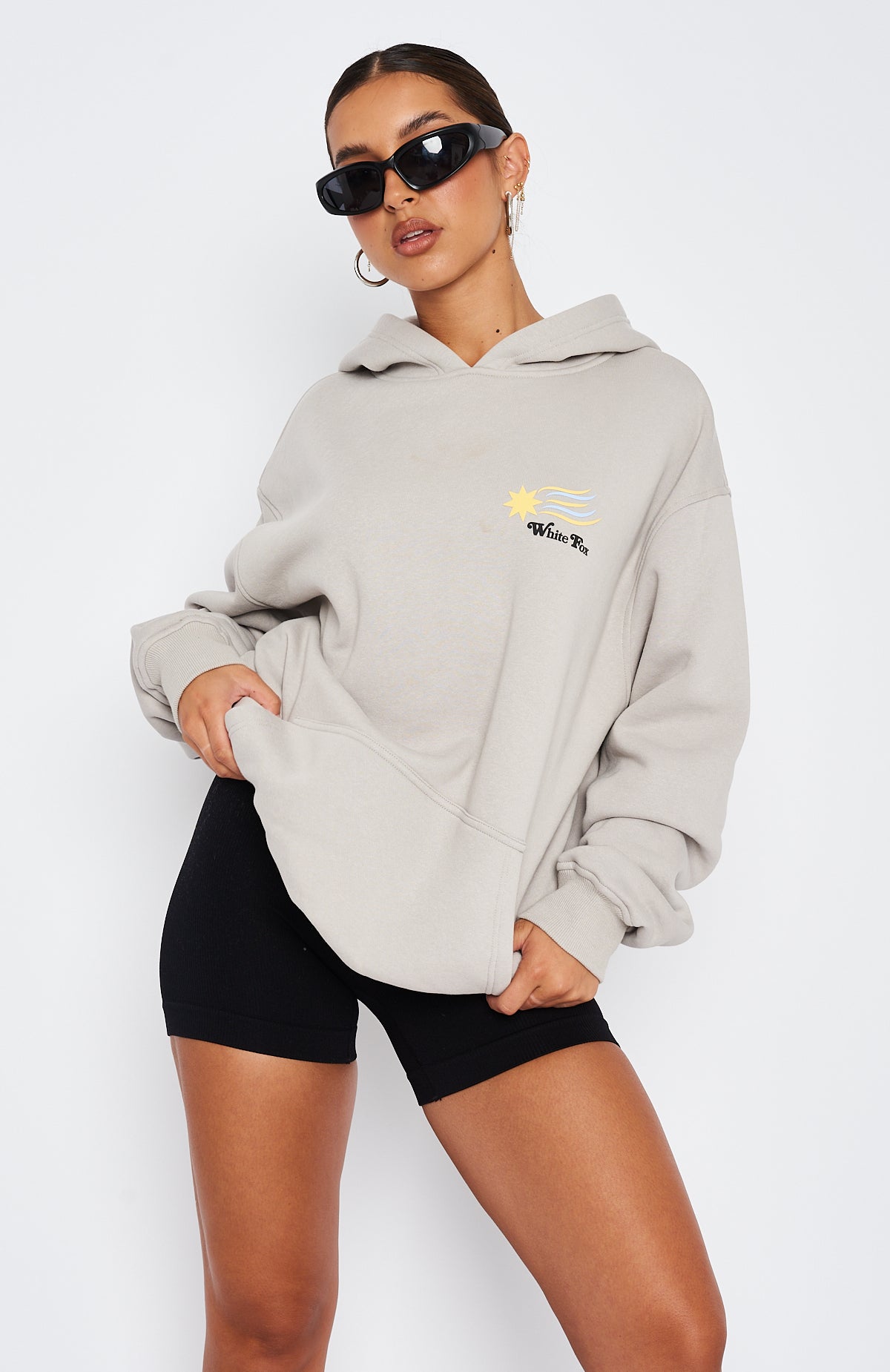 To The Moon Oversized Hoodie Lunar - WHITE FOX
