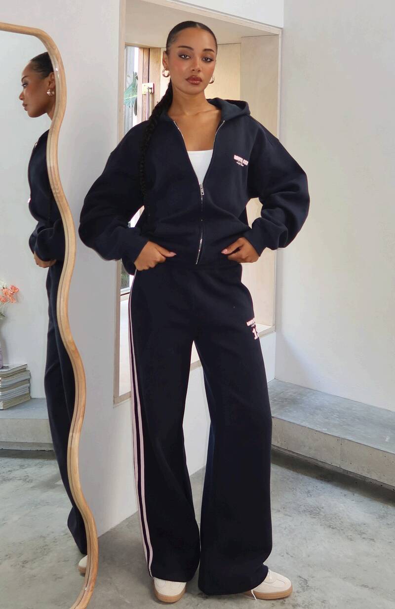 Lucky Thirteen Charise Wide Leg Sweatpants Navy - WHITE FOX