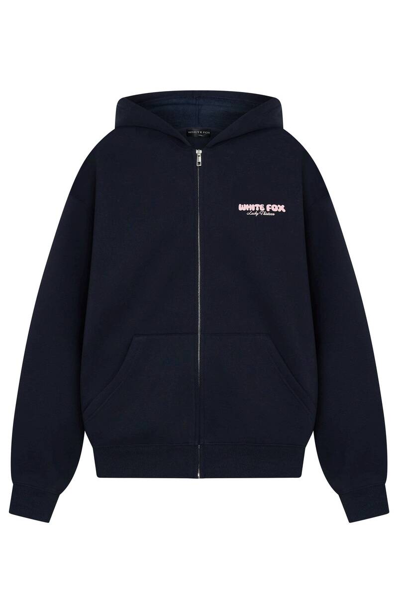 Lucky Thirteen Charise Zip Front Hoodie Navy - WHITE FOX