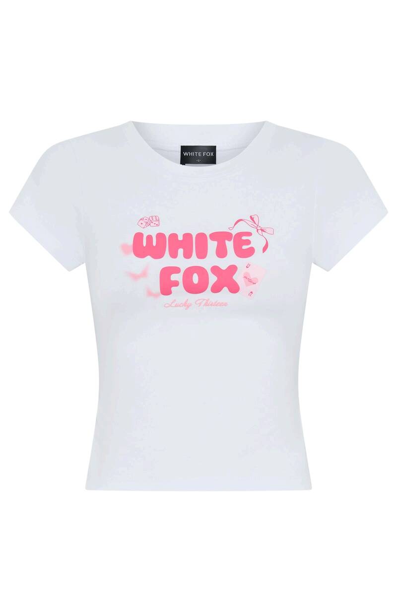 Lucky Thirteen Stephanie Baby Tee White - WHITE FOX