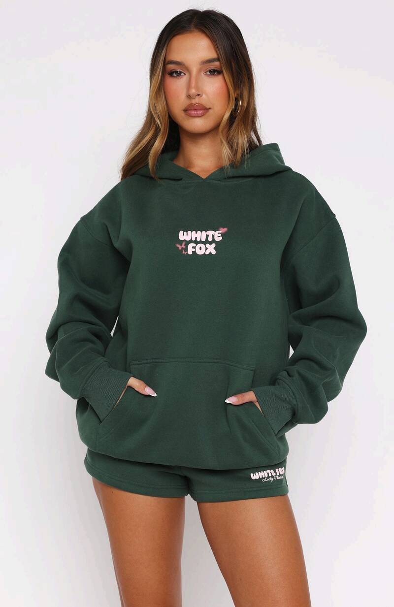 Lucky Thirteen Stephanie Oversized Hoodie Green - WHITE FOX