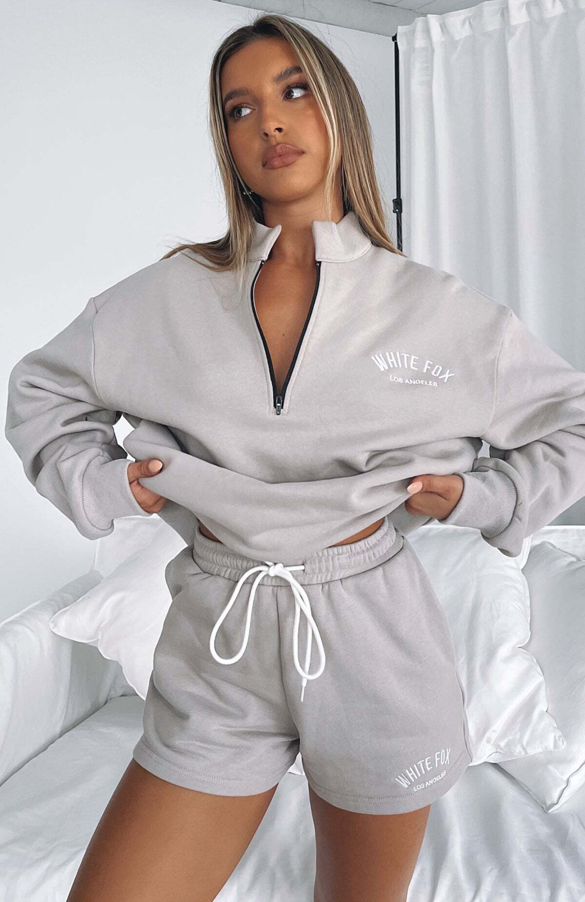 You Know You Got It Lounge Shorts Taupe - WHITE FOX