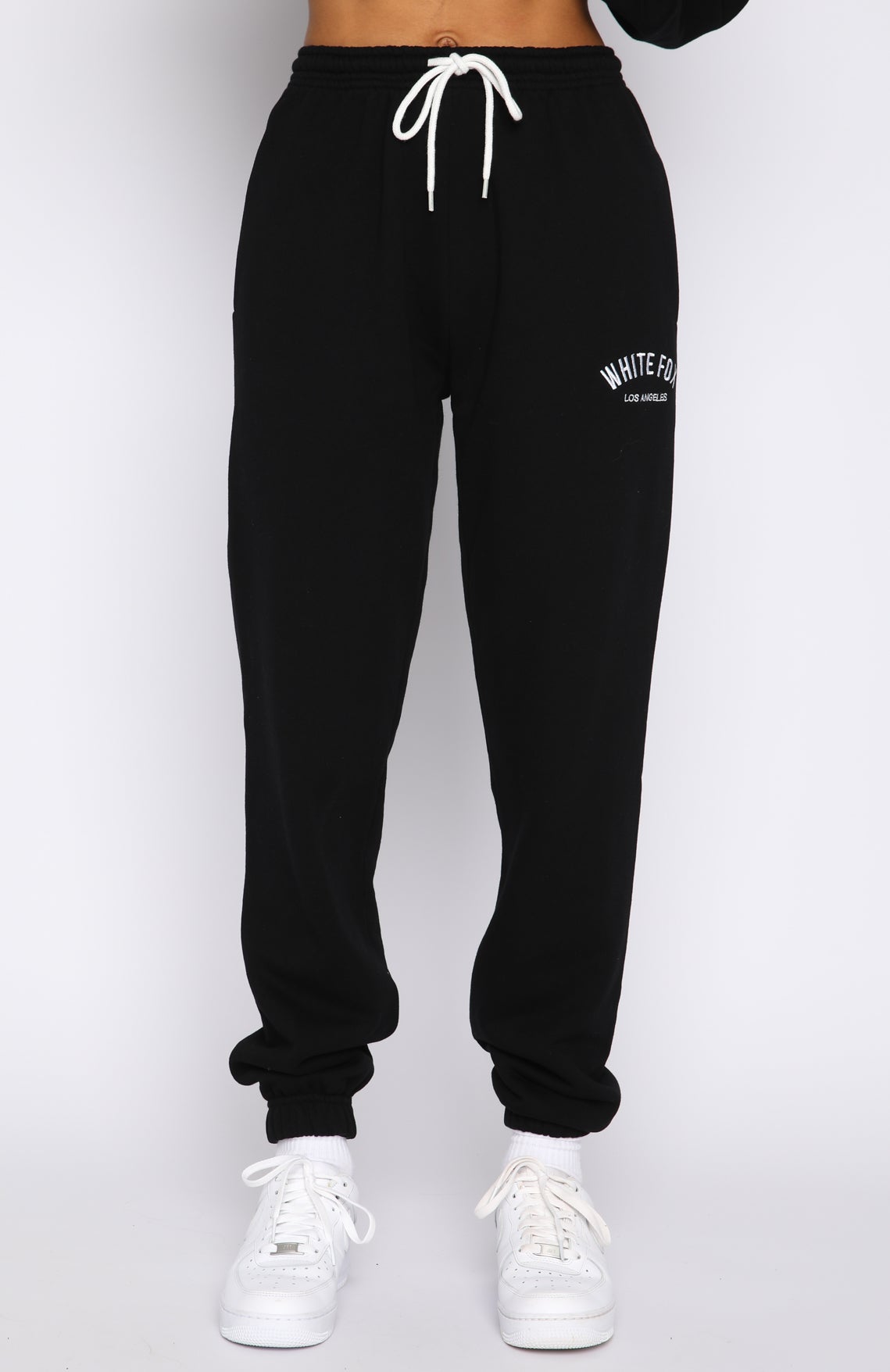 About That Time Sweatpants Black - WHITE FOX